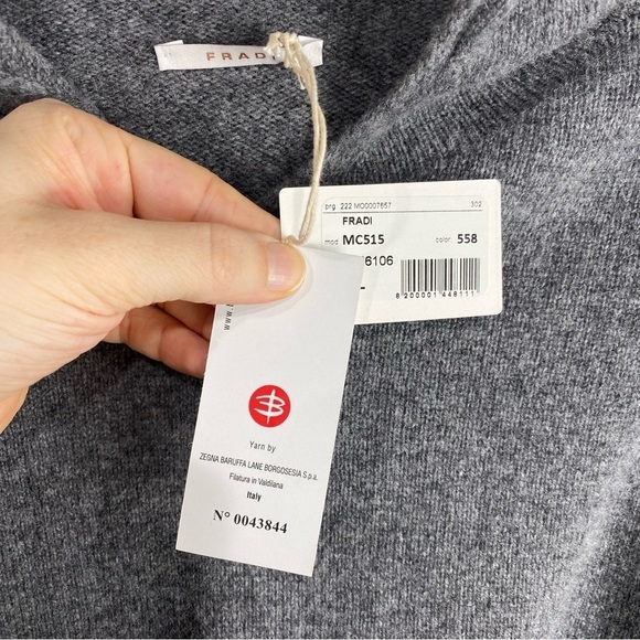 Fradi 100% Virgin‎ Wool Super Soft Hooded Pullover Sweatshirt Gray Size XL (NWT) - Picture 2 of 5